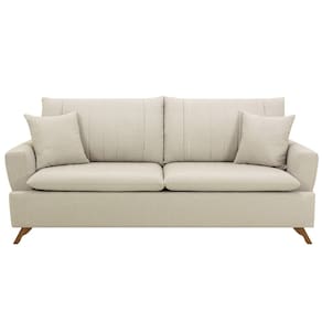 Sofá 160cm 2 Lugares com Almofadas Pés Curvos Veras Linho D05 Cru - Mpozenato