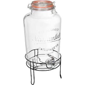 REFRESQUEIRA SUCO AGUA COM SUPORTE METAL HOME&CO VIDRO 8L 47x25x25cm TRANSPARENTE