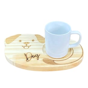 Caneca porcelana 120ml com pires pinus cachorro