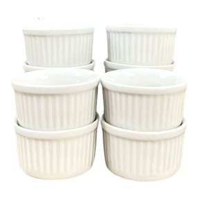 Jogo 10 Ramequim 100ml Forma canelada - Porcelana Branca