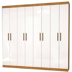 Guarda Roupa Rubi Casal 8 Portas 4 Gavetas Carioca Cor Cinamomo Branco