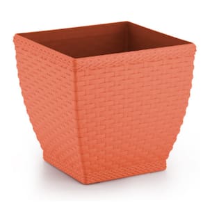 Vaso Rattan M3 Quadrado (0,35L) Cor Telha INJEPLASTEC