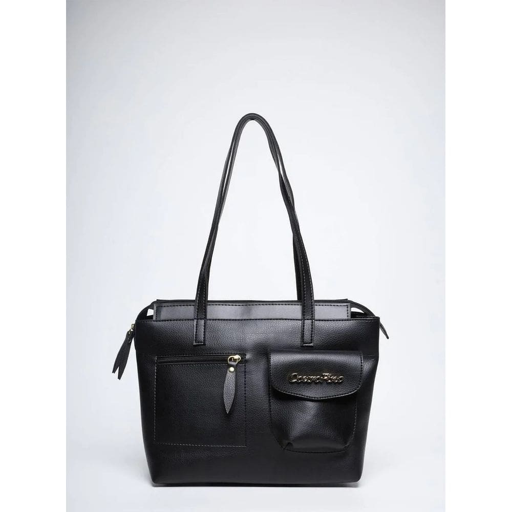 Bolsa Tote Tiracolo Média Preta - Courofino - BSI-5821 - PR