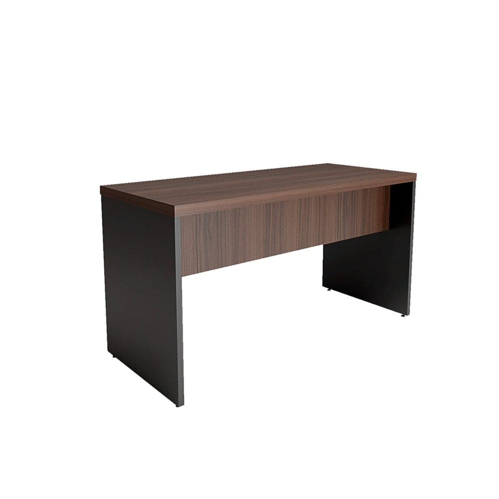 Mesa Reta para Escritório Pé Painel Nogal/Preto