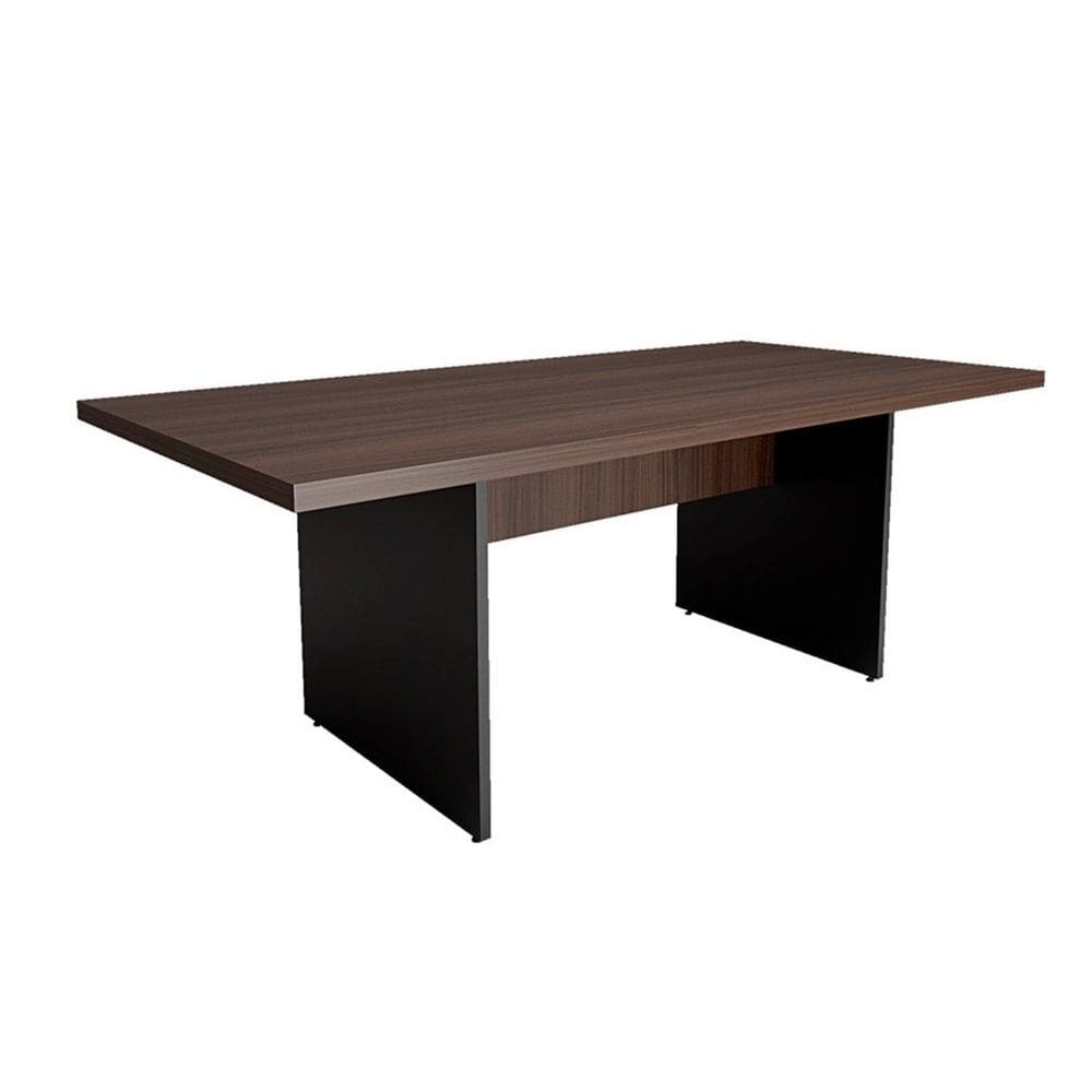 Mesa Reta para Escritório Pé Painel Nogal/Preto