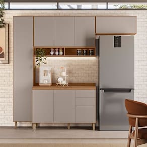 Cozinha 4 Peças 7 Portas 3 Gavetas Fecho Toque Ipe/ Fendy