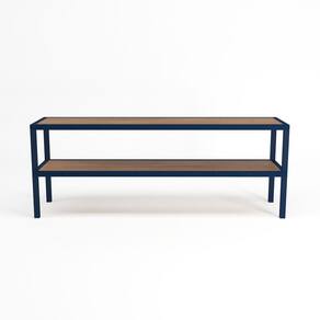 Aparador para Jardim com 200cm e Estrutura em Aluminio Azul/Madeira