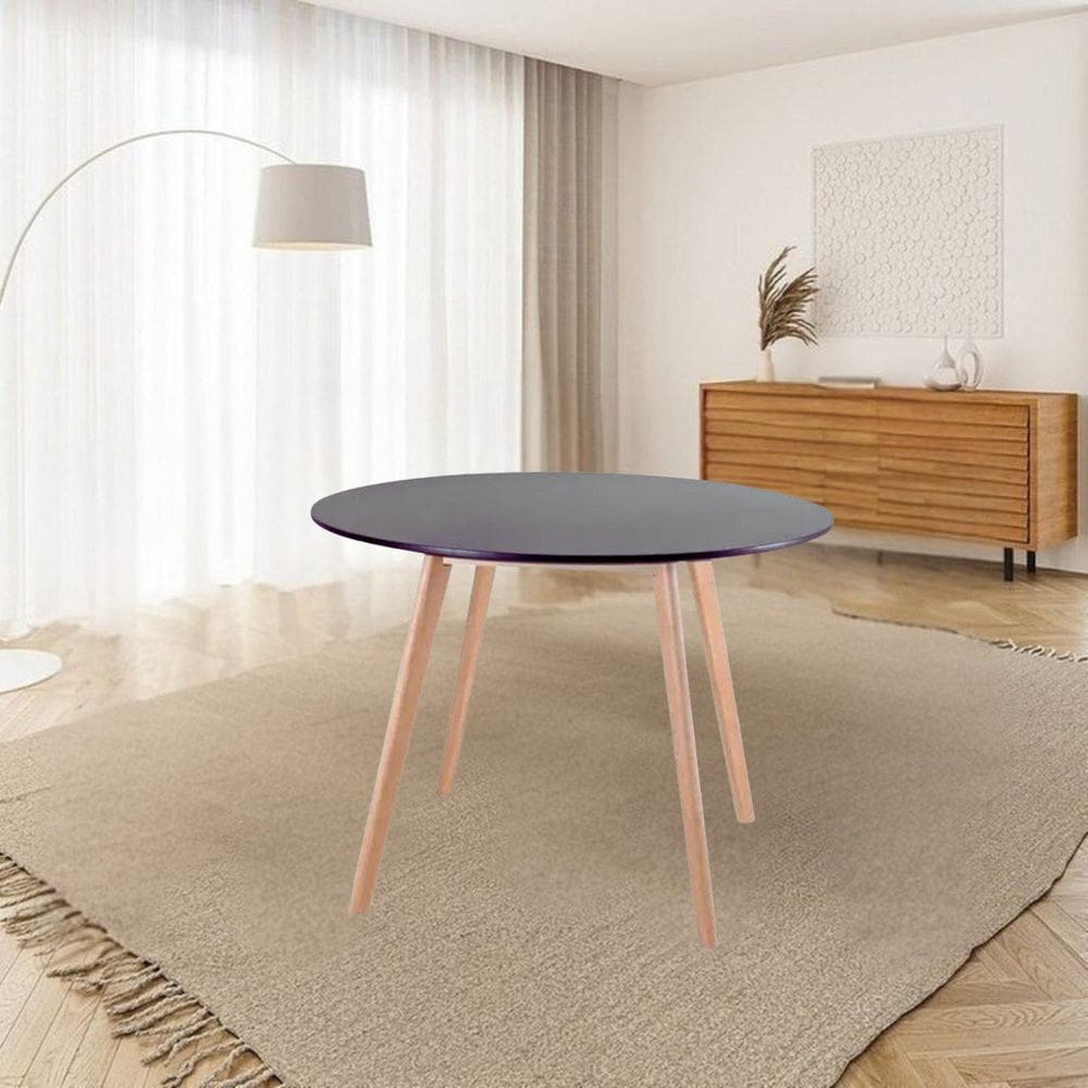 Mesa de Jantar Wood 90cm Madeira Mdf Tx Redonda Preto