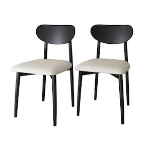 Kit 2 Cadeiras Gala Madeira Maçica - Alt 86 cm x L 44 cm x P 56 cm Ébano/Off White
