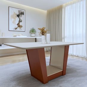 Mesa de Jantar 170cm x 90cm Tampo MDF Apogeu Frassino/Off White