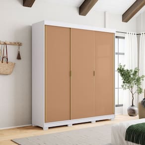 Guarda-Roupa Porto 3 Portas 4 Gavetas 100% Mdf branco/camarim