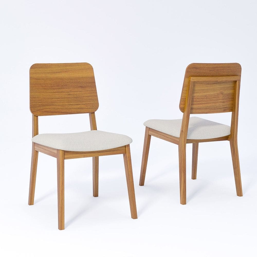 Kit com 2 Cadeiras de Jantar 86 x 57 X 46cm Madeira/ Bege