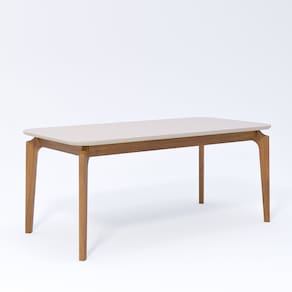 Mesa Ficus 77cm x 90cm x 180cm Tampo em MDF Madeira/Off White