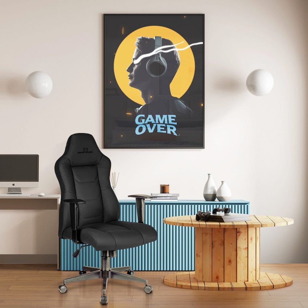 Cadeira Gamer Giratória com Braço 111cm x 65cm x 55cm Preto
