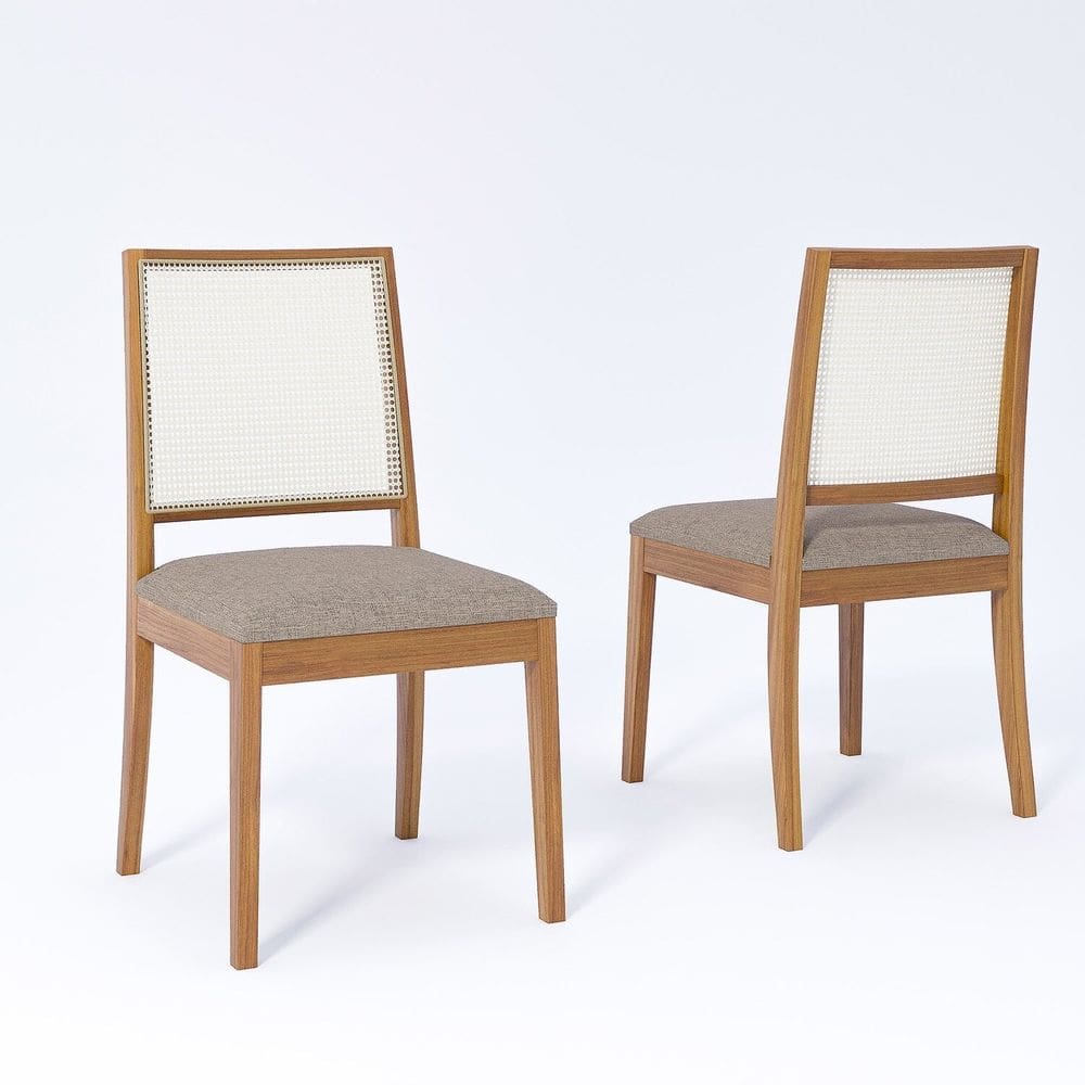 Jogo com 2 Cadeiras de Jantar Marcela 86,5cm x 46cm x 54cm Madeira/Bege