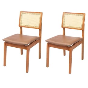 Kit 2 Cadeiras Veneza Madeira Maçica 86cm x 43cm x 55cm Natural/Caramelo