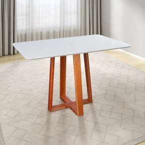 Mesa 4 Lugares de Madeira Maciça Itália Authentic Espresso Móveis Champagnhe/Off White