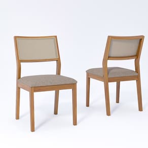 Jogo com 2 Cadeiras de Jantar Oiti 52,5cm x 47cm x 86cm Madeira/Bege