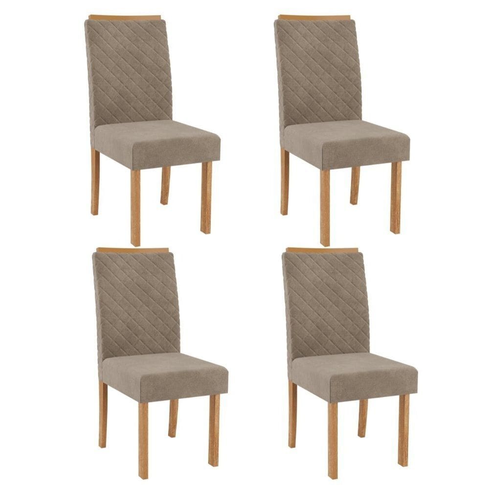 Kit 4 Cadeiras com Espaldar para Sala de Jantar Elegance Mel/Caramelo