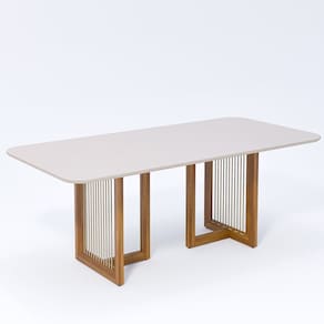 Mesa Régia 79,5cm x 100cm x 210cm Tampo em MDF Madeira/Off White