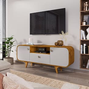 Rack para Tv até 55 Polegadas Noronha Naturalle/Off-White
