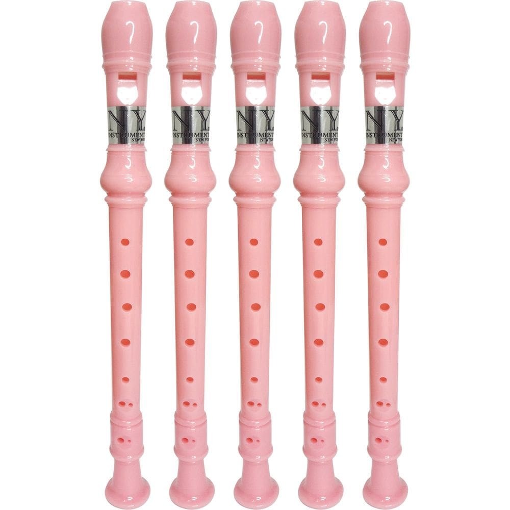 Kit 5 Flautas Doce Germânica Rosa Claro FL 20G New York