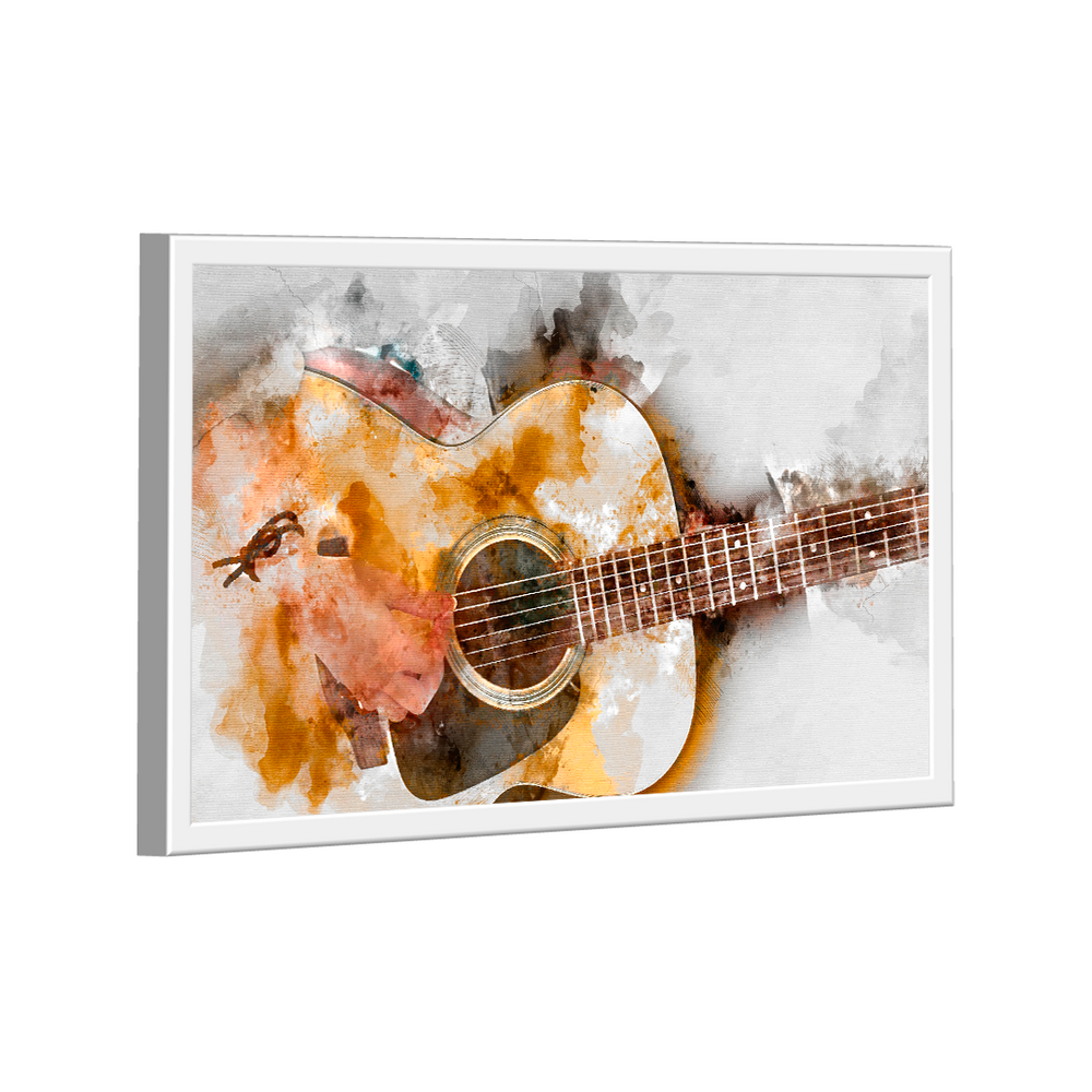 Quadro Decorativo Arte Violão Aquarela