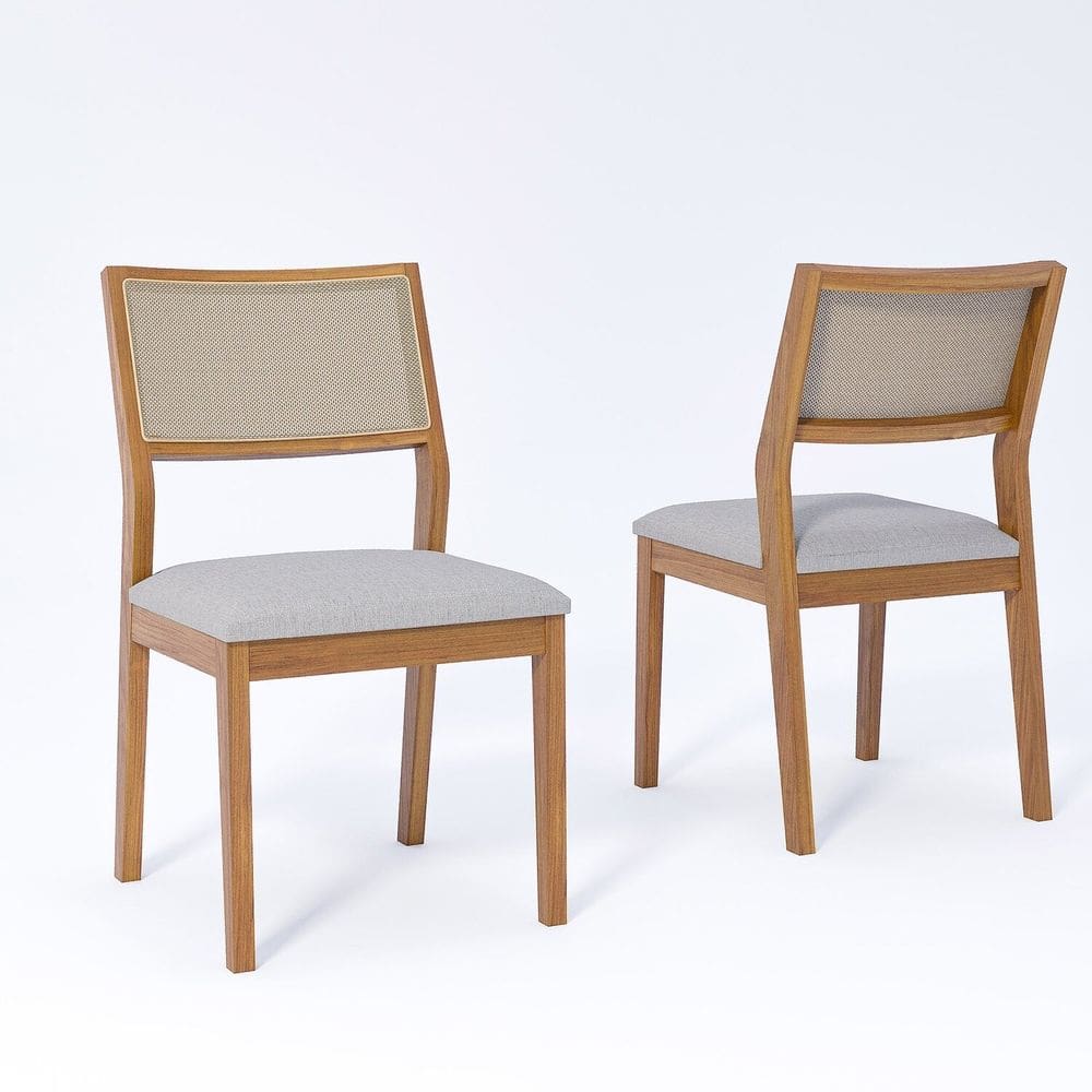 Jogo com 2 Cadeiras de Jantar Oiti 52,5cm x 47cm x 86cm Madeira/cinza