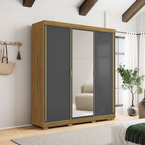 Guarda-Roupa Porto 3 Portas 4 Gavetas 100% Mdf Marrom/Alasca