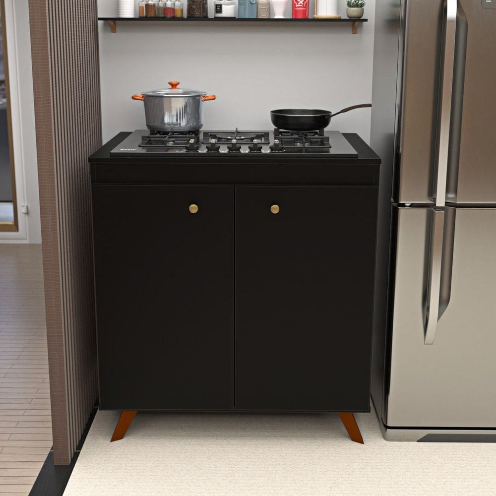 Balcão 2 Portas para Cooktop 4 Bocas Preto