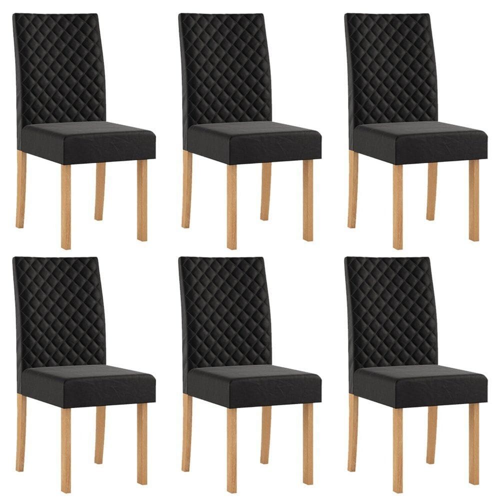 Kit 6 Cadeiras para Sala de Jantar Elegance Mel/Preto