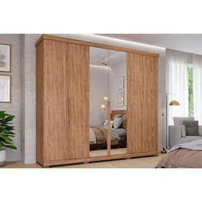 Guarda Roupa Casal 6 Portas (2 c/ Espelho) e 6 Gavetas c/ Pés Guarapari Cinamomo - Panan