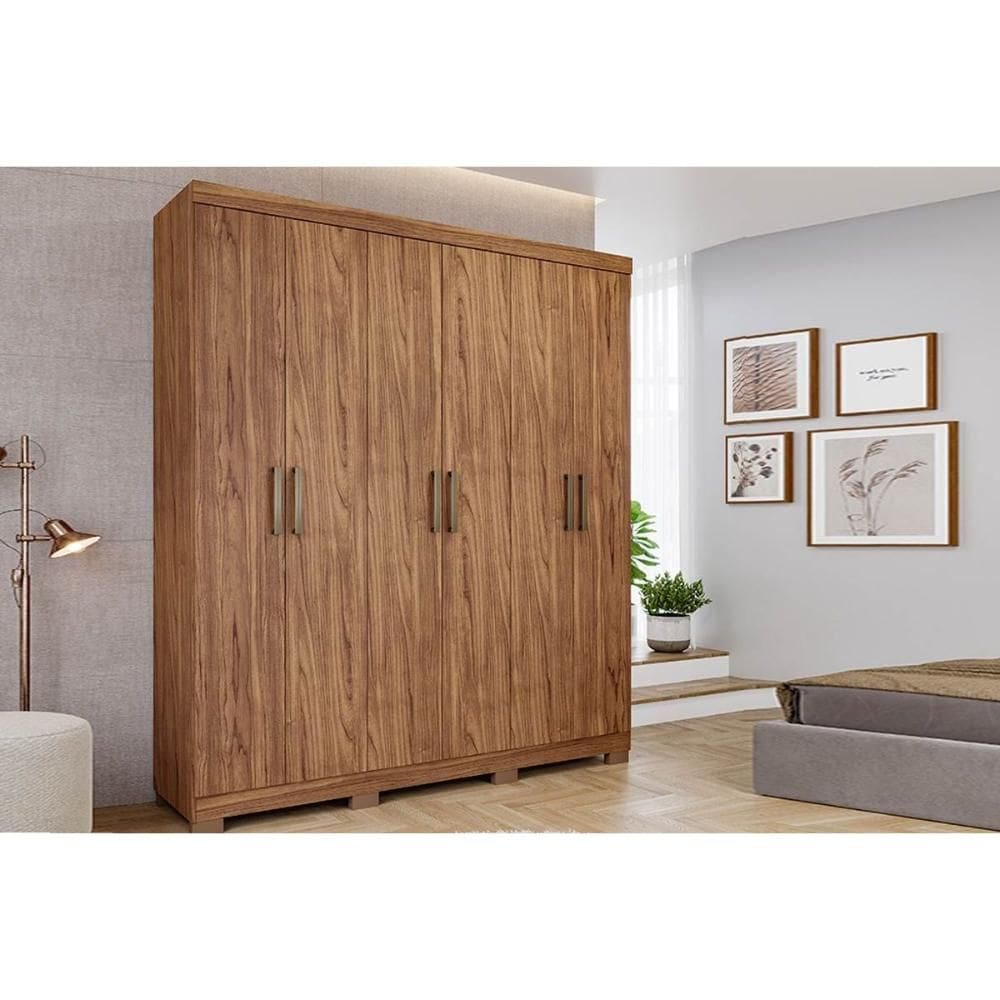 Guarda Roupa Solteiro 6 Portas e 2 Gavetas c/ 1 Espelho Interno Milena Cinamomo - Panan