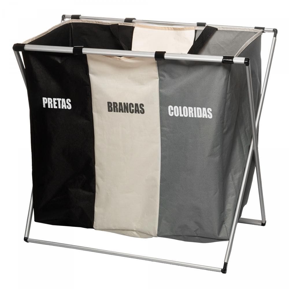 Cesto Poliéster com Alças c/3 Compartimentos Dobrável 65cm