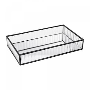Bandeja de Metal com Espelho Preta 15cm x 25cm x 4cm - Lyor