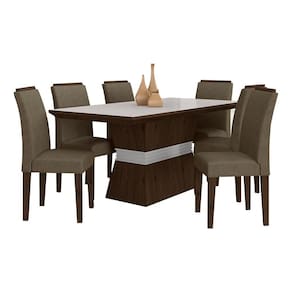 Mesa De Jantar 6 Cadeiras Gênova Imbuia/off Wh/capu - Móveis Arapongas