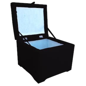 Puff Baú Porta Suitte Objetos 45x45x45cm Preto