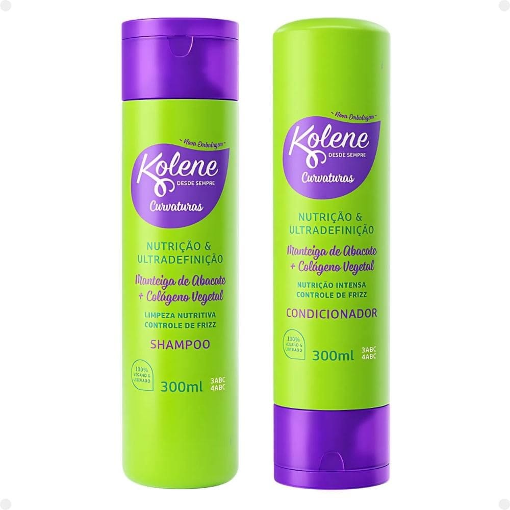 Kit Kolene Curvaturas Nutrição e Ultradefinição: Shampoo e Condicionador 300ml