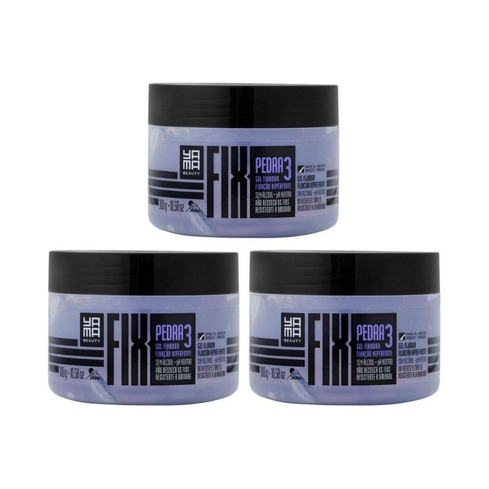 Gel Fixador Yama Fix 300G Pedra - Kit Com 3Un