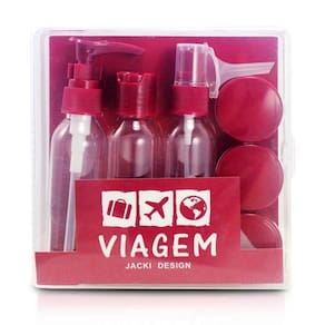 Kit De Frascos Com 9 Peças Caixa Dura - Vermelho Escuro