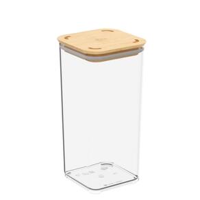 Pote Hermético Cristal com Tampa em Bambu 1,2L, linha Modo Coza