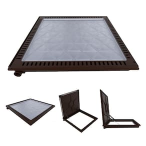 Tampa Piscina Ventilada Casa Máquina 90x90cm Rebaixo Marrom