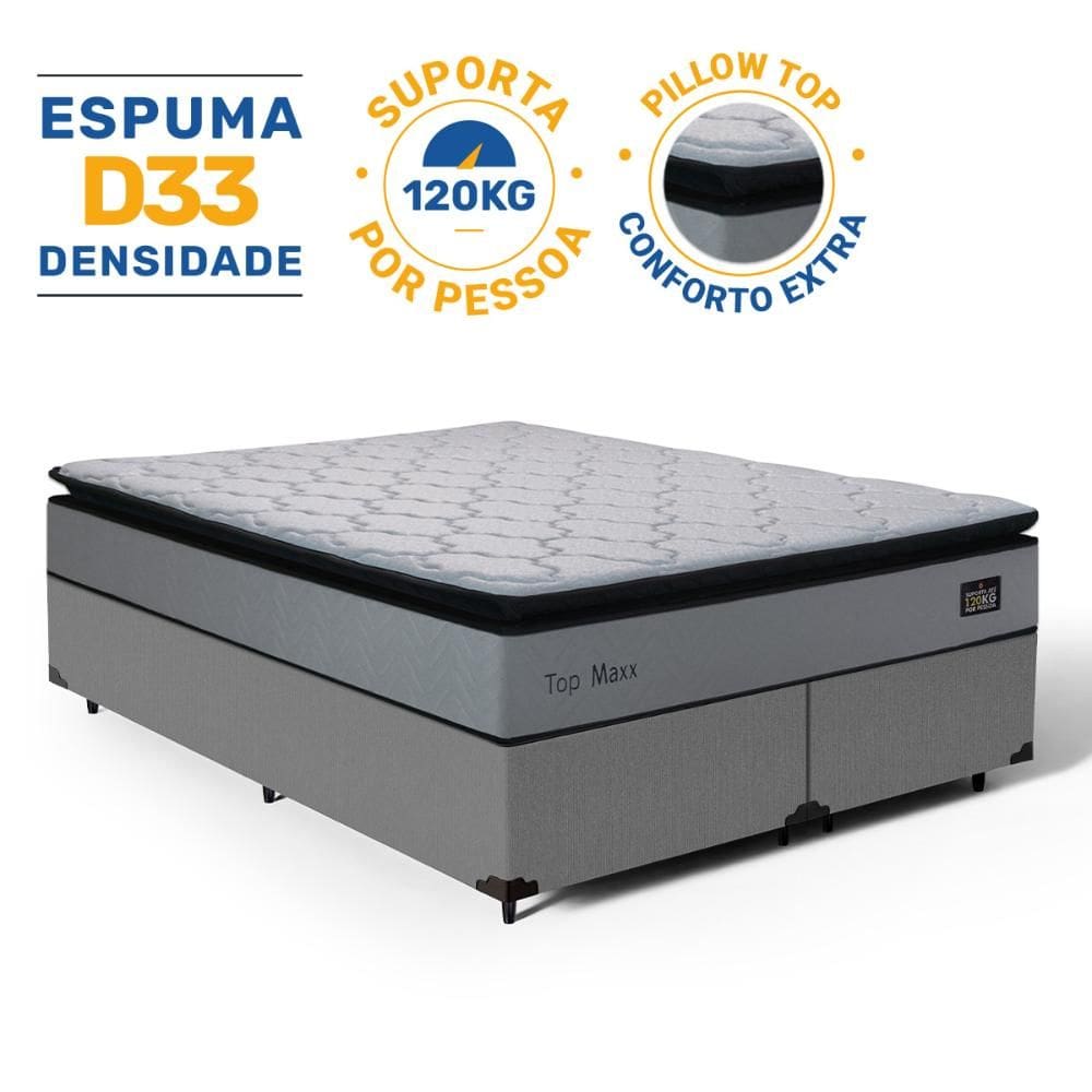Cama Box com Colchão de Espuma D33 Pillow Top Maxx Queen 158cm
