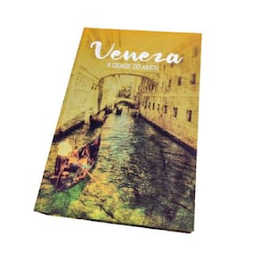 Caixa Livro Decorativa Amarela Veneza 26X17X4Cm