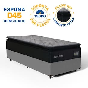 Cama Box com Colchão de Espuma D45 Pillow Top Suport Prime Solteiro 88cm
