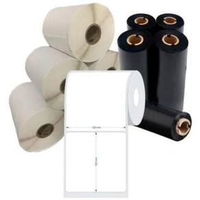 Kit Com 10 Rolos Etiqueta Couche 100X100 E 5 Ribbons Cera