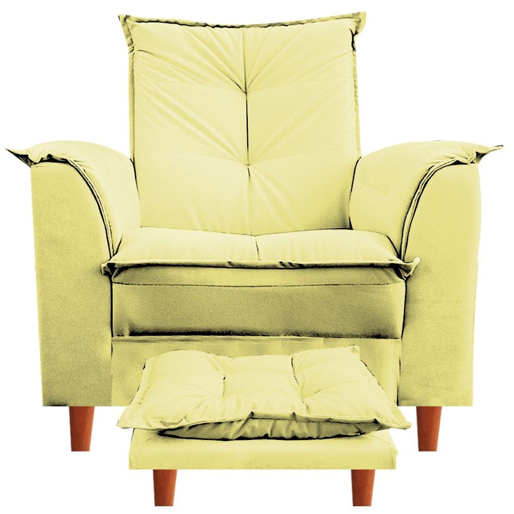 Poltrona Para Clinica De Estética Malu Puff e Almofada Amarelo