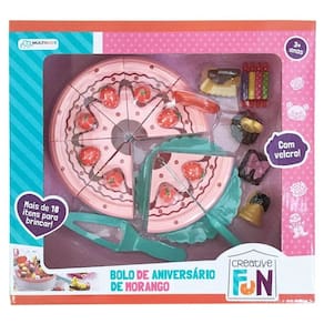 Creative Fun Bolo De Aniversário Morango Brinquedo Pedagógico - Multikids
