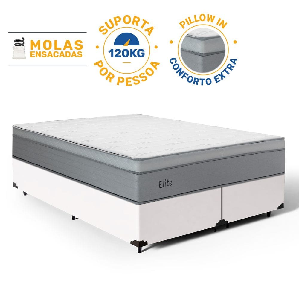 Cama Box com Colchão de Molas Ensacadas Pillow In Elite Queen 158cm
