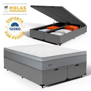 Cama Box Baú com Colchão de Molas Ensacadas Pillow In Elite Queen 158cm